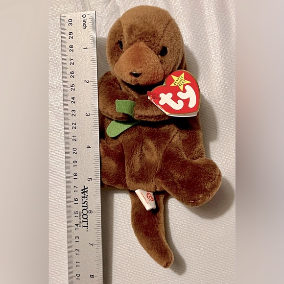 NWT TY Beanie Baby - SEAWEED the Otter Stuffed Toy (6 inch) Brown W/ Tags 1995 - Picture 12 of 13